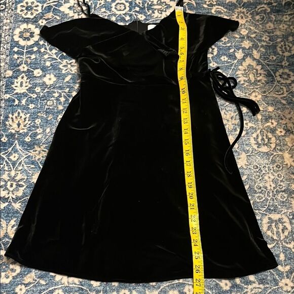 Bailey 44 Black Princess Velvet Ruffle Front Petite Dress Event Party Formal - Picture 13 of 16